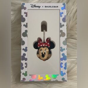 DISNEY x BAUBLEBAR Minnie Mouse Head Bag Charm Keychain – Red Bow Gold Tone NIB